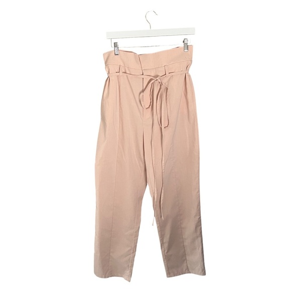 New 1.STATE Women’s High-Waisted Tie Front Pleated Trousers | Size 10 | Pink - Picture 2 of 14
